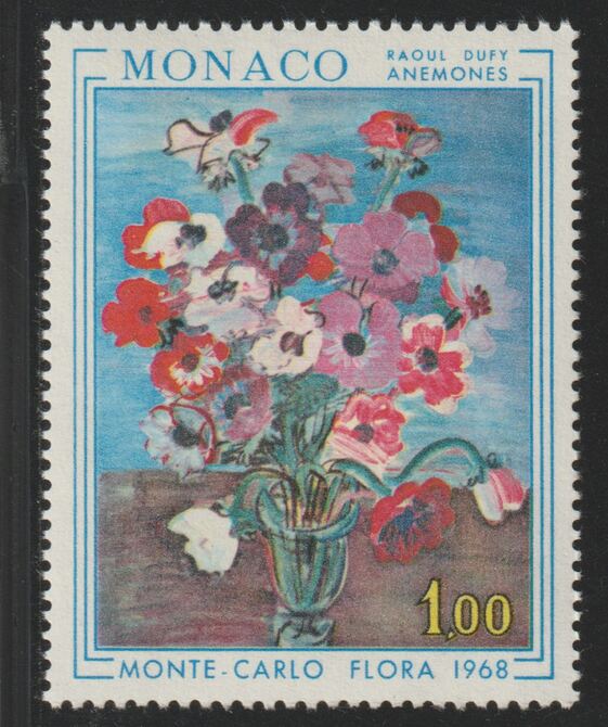 Monaco 1968 Anemones  1f unmounted mint, SG 905, stamps on , stamps on  stamps on flowers