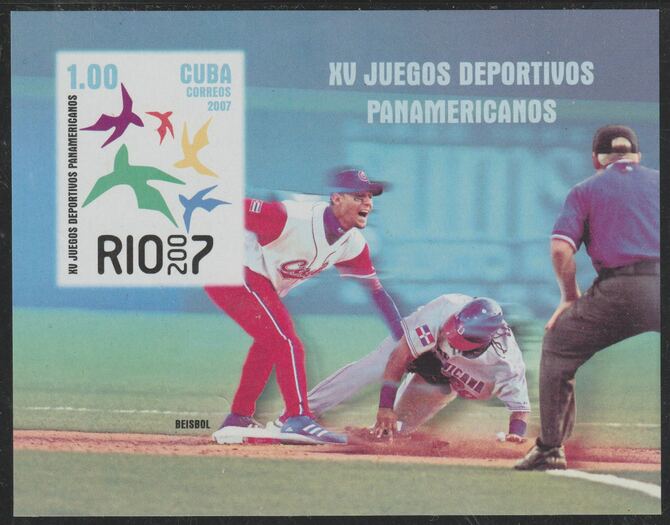 Cuba 2007 Pan American Games - Baseball imperf m/sheet unmounted mint SG MS5092, stamps on psport, stamps on baseball