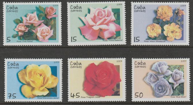 Cuba 2007 Roses perf set of 6 unmounted mint SG 5118-23, stamps on flowers, stamps on roses