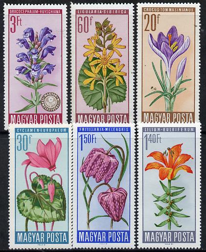 Hungary 1966 Flower Protection perf set of 6 unmounted mint, Mi 2212-17, stamps on flowers