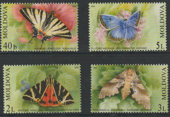 Moldova 2003 Butterflies & Moths perf set of 4 values unmounted mint, SG 455-58, stamps on butterflies