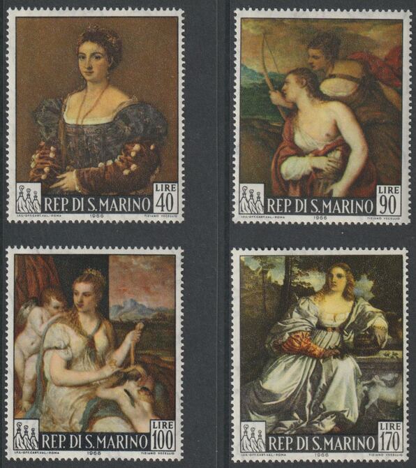 San Marino 1966 Paintings by Titian perf set of 4 unmounted mint, SG 800-803, stamps on arts, stamps on titian