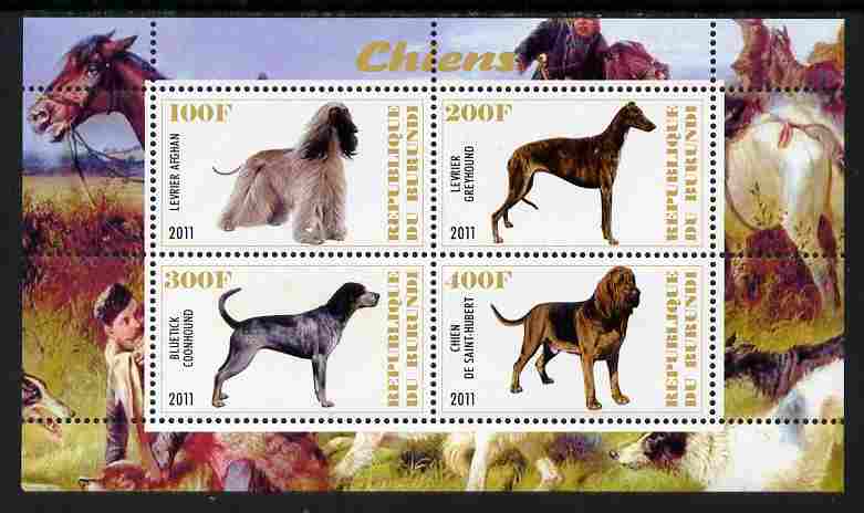 Burundi 2011 Dogs #5 perf sheetlet containing 4 values unmounted mint, stamps on animals, stamps on dogs
