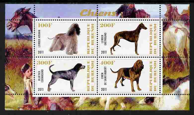 Burundi 2011 Dogs #5 perf sheetlet containing 4 values unmounted mint, stamps on , stamps on  stamps on animals, stamps on  stamps on dogs