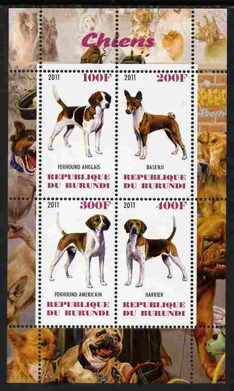 Burundi 2011 Dogs #7 perf sheetlet containing 4 values unmounted mint