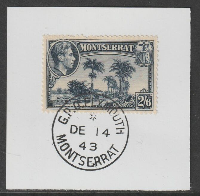 Montserrat 1938 KG6 Pictorial 2s6d slate-blue on piece with full strike of Madame Joseph forged postmark type 263, stamps on , stamps on  stamps on , stamps on  stamps on  kg6 , stamps on  stamps on forgery