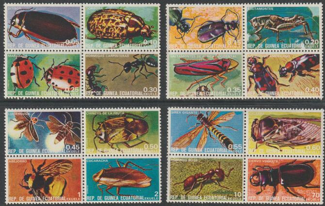 Equatorial Guinea 1978 Insects perf set of 16 values unmounted mint, Mi 1370-85, stamps on insects, stamps on 