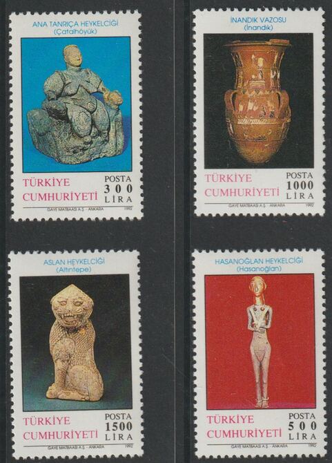 Turkey 1992 Archaeology #4 perf set of 4 unmounted mint, SG 3134-37, stamps on , stamps on  stamps on archaeology, stamps on  stamps on antiques, stamps on  stamps on 