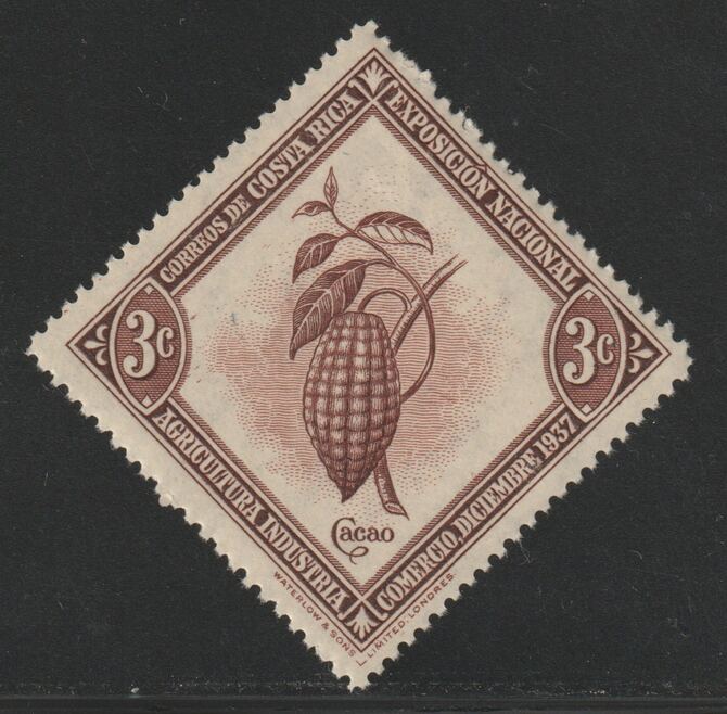 Costa Rica 1938 Cocoa Bean 3c unmounted mint  SG243, stamps on , stamps on  stamps on drink, stamps on  stamps on cocoa