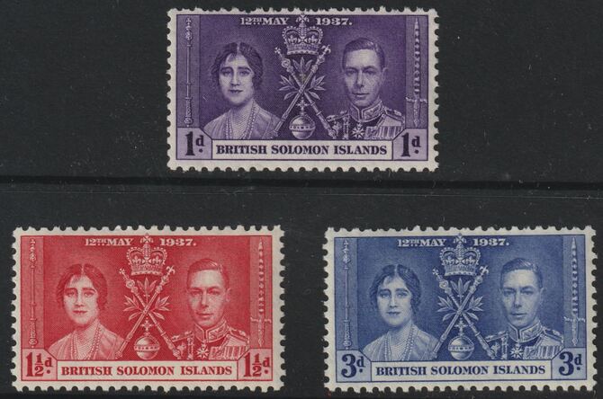 Solomon Islands 1937 KG6 Coronation set of 3 unmounted mint SG57-59, stamps on , stamps on  stamps on coronation, stamps on  stamps on  kg6 , stamps on  stamps on 