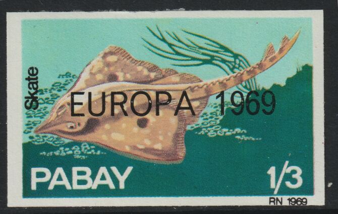 Pabay 1969  Europa 1969 overprinted on Skate 1s3d unmounted mint but slight set-off on gummed side, stamps on europa, stamps on fish, stamps on 