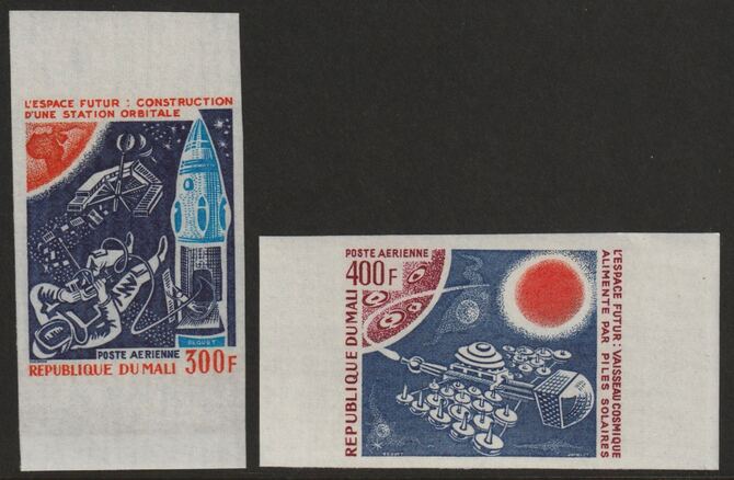 Mali 1976 The Futurein Space imperf set of 2 from limited printing unmounted mint  as SG 532-33, stamps on space, stamps on rockets