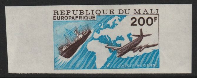 Mali 1976 Europfrique 200f imperf from limited printing unmounted mint  as SG 554, stamps on aviation.ships