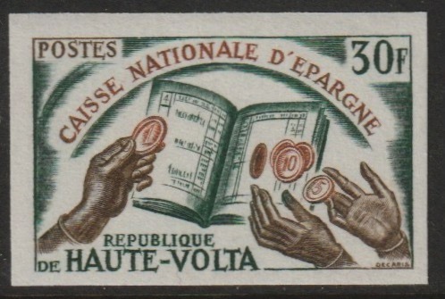 Upper Volta 1967 National Savings Bank 30f  imperf from limited printing unmounted mint  as SG 223, stamps on , stamps on  stamps on ssavings, stamps on  stamps on finance