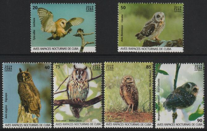 Cuba 2019 Birds of Prey perf set of 6 unmounted mint , stamps on birds, stamps on birds of prey