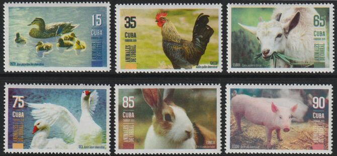 Cuba 2019 Barnyard Animals perf set of 6 unmounted mint , stamps on birds, stamps on animals, stamps on pigs, stamps on swine, stamps on hens, stamps on geese, stamps on ducks