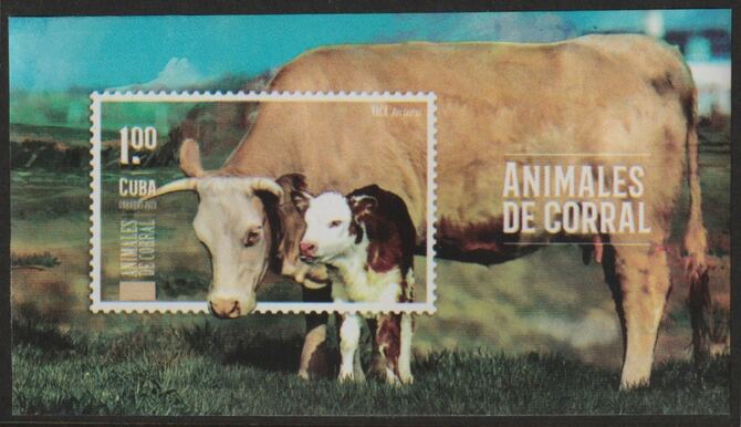 Cuba 2019 Barnyard Animals imperf m/sheet unmounted mint , stamps on animals, stamps on 