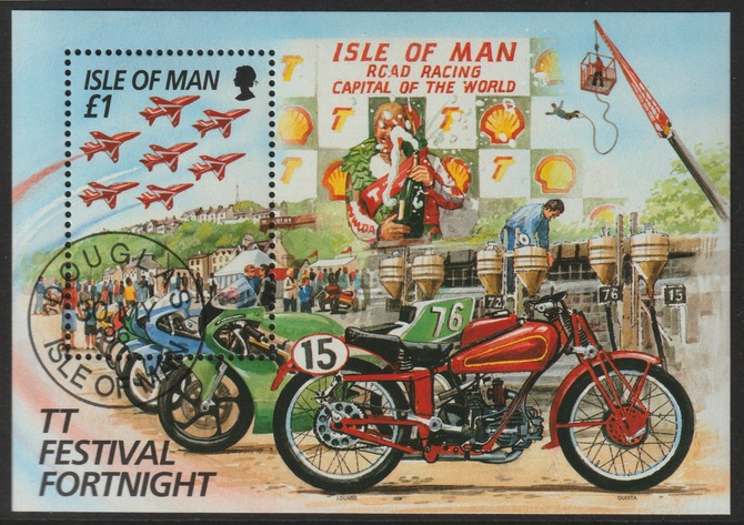 Isle of Man 1996 Tourist Trophy - Irish Winners perf m/sheet fine cds used SG MS 707, stamps on , stamps on  stamps on motobikes, stamps on  stamps on motocycles, stamps on  stamps on aviation, stamps on  stamps on red arrows, stamps on  stamps on 