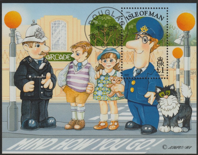 Isle of Man 1994 Postman Pat perf m/sheet fine cds used, SG MS620, stamps on , stamps on  stamps on postal, stamps on  stamps on postman, stamps on  stamps on police