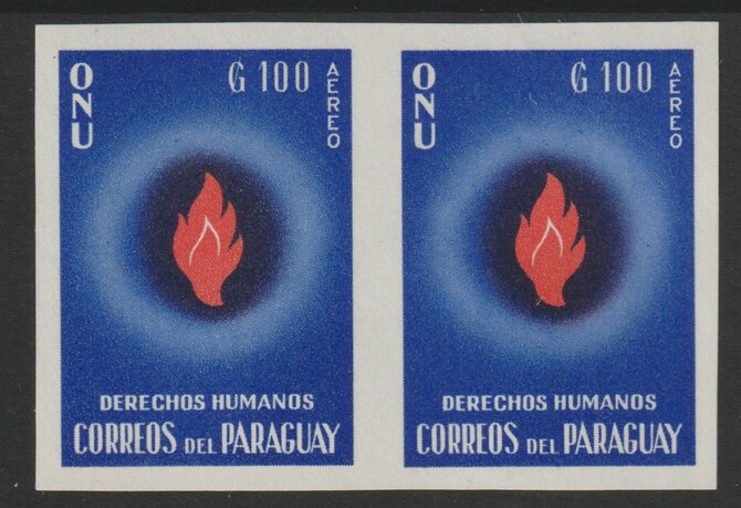 Paraguay 1960 Human Rights 100g imperf pair superb unmounted mint, as SG885, stamps on human rights, stamps on united nations, stamps on  un , stamps on 