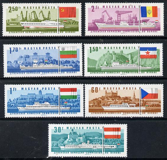 Hungary 1967 Danube Commission (Ships with Flags) perf set of 7 unmounted mint, Mi 2323-29, stamps on , stamps on  stamps on ships      flags