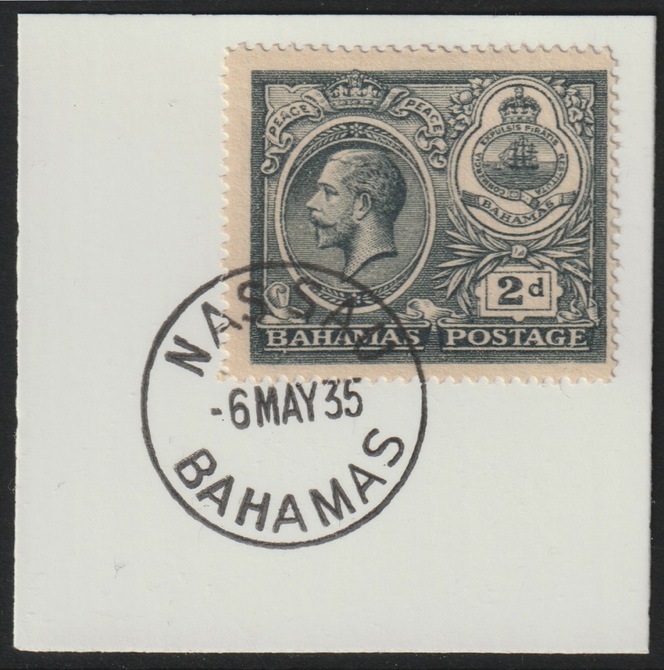 Bahamas 1920 Peace 2d on piece cancelled with full strike of Madame Joseph forged postmark type 35, stamps on , stamps on  kg5 , stamps on forgery, stamps on madame joseph, stamps on  ww1 , stamps on 
