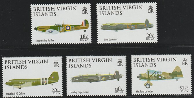 British Virgin Islands 2008 90th Anniversary of Royal Air Force set of 5 unmounted mint SG1202-06, stamps on aviation, stamps on  raf , stamps on royal air force, stamps on 