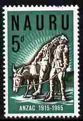 Nauru 1965 50th Anniversary of Gallipoli Landing 5d unmounted mint SG 65, stamps on , stamps on  stamps on , stamps on  stamps on  ww1 , stamps on  stamps on battles, stamps on  stamps on donkey, stamps on  stamps on donkeys