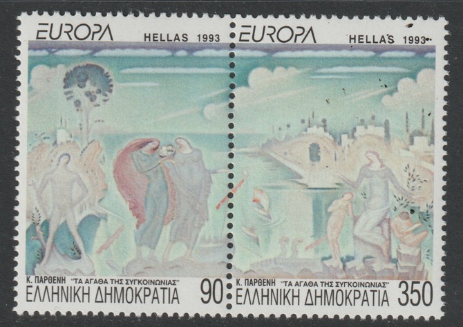 Greece 1993 Europa - Contemporary Art perf Se-tenant pair unmounted mint SG 1935a, stamps on , stamps on  stamps on arts, stamps on  stamps on transport
