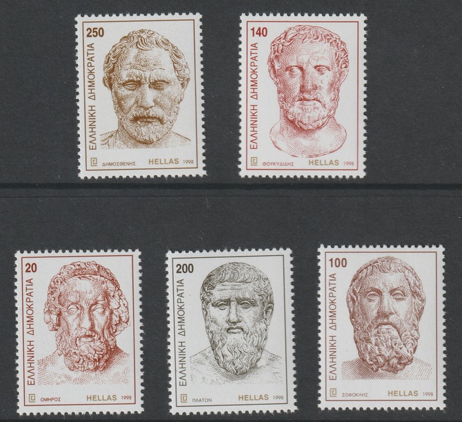 Greece 1998 Ancient Greek Writers perf set of 5 unmounted mint SG 2083-87, stamps on literature, stamps on poetry