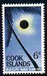 Cook Islands 1965 Solar Eclipse 6d unmounted mint SG 174, stamps on , stamps on  stamps on space, stamps on  stamps on astronomy, stamps on  stamps on eclipse