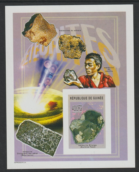 Guinea - Conakry 2004 Meteorites #3 imperf m/sheet containing one value unmounted mint , stamps on space, stamps on minerals