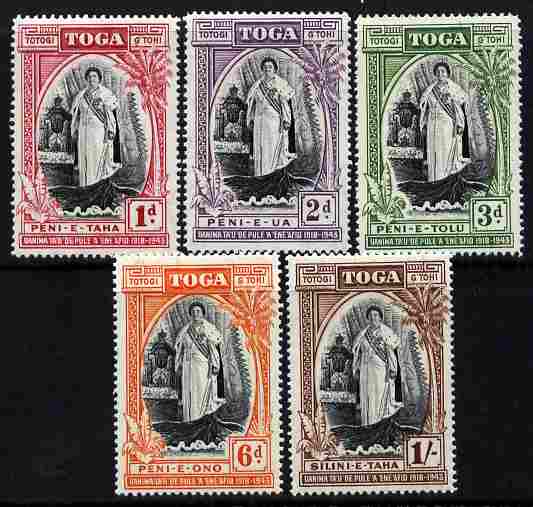 Tonga 1944 Silver Jubilee of Queen Salote's Accession perf set of 5 unmounted mint SG 83-87, stamps on , stamps on  stamps on , stamps on  stamps on  kg6 , stamps on  stamps on royalty