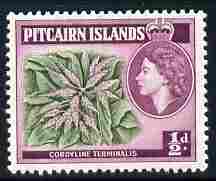 Pitcairn Islands 1963 Cordyline Def 1/2d Block watermark unmounted mint SG 33, stamps on , stamps on  stamps on flowers