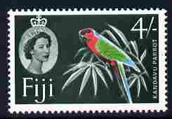 Fiji 1962-67 Parrot 4s (dark green background from def set) unmounted mint SG 322, stamps on , stamps on  stamps on birds, stamps on  stamps on parrots