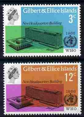 Gilbert & Ellice Islands 1966 World Health Organisation set of 2 unmounted mint SG 127-28, stamps on medical, stamps on  who , stamps on 