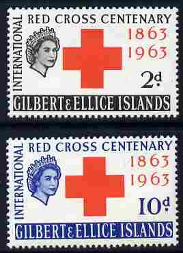 Gilbert & Ellice Islands 1963 Red Cross Centenary set of 2 unmounted mint, SG 80-81, stamps on , stamps on  stamps on medical, stamps on  stamps on red cross, stamps on  stamps on 