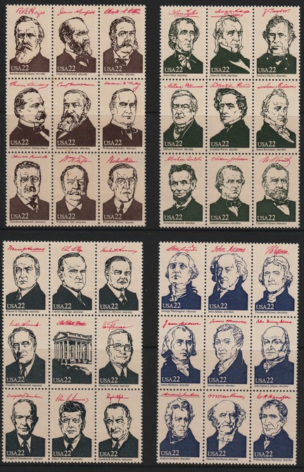 United States 1986 Ameripex Stamp Exhibition set of 36 Presidents without gum SG MS 2223, stamps on volcanoes