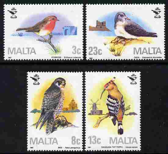 Malta 1987 25th Anniversary of Ornithological Society perf set of 4 unmounted mint, SG 796-99, stamps on birds