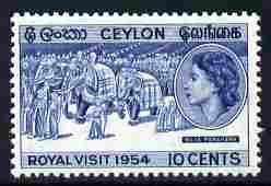 Ceylon 1954 Royal Visit 10c unmounted mint, SG 434, stamps on royalty, stamps on royal visit, stamps on 