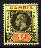 Gambia 1912-22 KG5 MCA 4d black & red on pale yellow unmounted mint SG 92c, stamps on , stamps on  stamps on , stamps on  stamps on  kg5 , stamps on  stamps on 