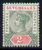 Seychelles 1890-92 QV Key Plate Crown CA die II - 2c green & rosine unmounted mint SG 9, stamps on , stamps on  qv , stamps on 