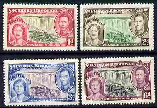 Southern Rhodesia 1937 KG6 Coronation perf set of 4 unmounted mint, SG 36-39, stamps on , stamps on  kg6 , stamps on coronation, stamps on railways, stamps on waterfalls