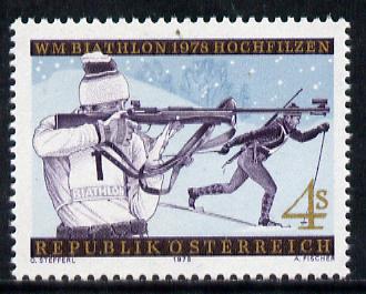 Austria 1978 Biathlon Championship unmounted mint, SG 1801*, stamps on , stamps on  stamps on sport   rifle   skiing