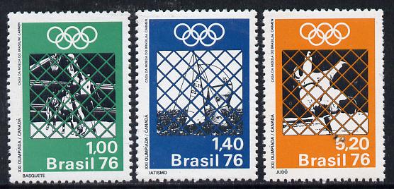 Brazil 1976 Montreal Olympic Games set of 3, SG 1586-88*, stamps on olympics, stamps on sport   