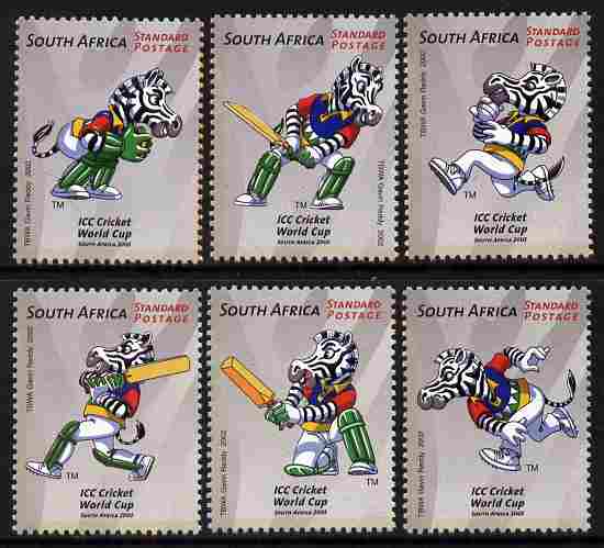 South Africa 2002 Cricket World Cup perf set of 6 unmounted mint SG 1394-99, stamps on cricket