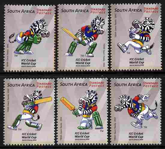 South Africa 2002 Cricket World Cup perf set of 6 unmounted mint SG 1394-99, stamps on , stamps on  stamps on cricket