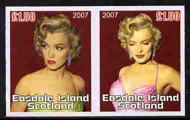 Easdale 2007 Marilyn Monroe A31.50 #1 imperf se-tenant pair unmounted mint, stamps on , stamps on  stamps on personalities, stamps on  stamps on women, stamps on  stamps on films, stamps on  stamps on cinema, stamps on  stamps on movies, stamps on  stamps on marilyn, stamps on  stamps on  monroe