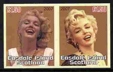 Easdale 2007 Marilyn Monroe \A31.50 #2 imperf se-tenant pair unmounted mint, stamps on personalities, stamps on women, stamps on films, stamps on cinema, stamps on movies, stamps on marilyn, stamps on  monroe