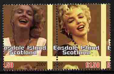 Easdale 2007 Marilyn Monroe \A31.50 #2 showing a fine misplacement of perforations, unmounted mint, stamps on personalities, stamps on women, stamps on films, stamps on cinema, stamps on movies, stamps on marilyn, stamps on  monroe